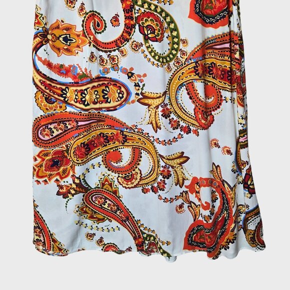 Vince Camuto Womens Orange Paisley Maxi Skirt Ivory sz XL NWOT Elastic Waist - Picture 4 of 9